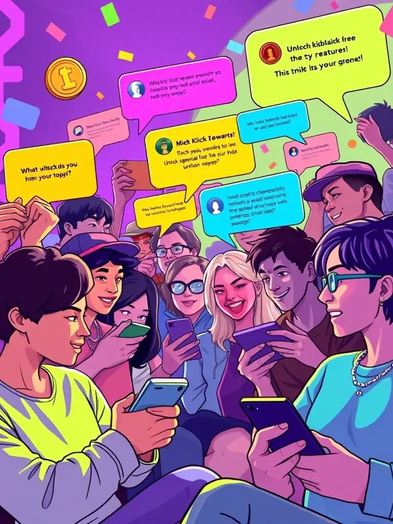 A group of viewers actively participating in a stream chat, using Twitch Kick Coin to unlock special features and rewards.